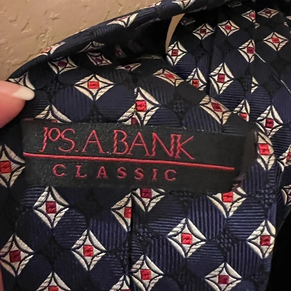 Jos A Banks Blue and Red Executive Silk Tie